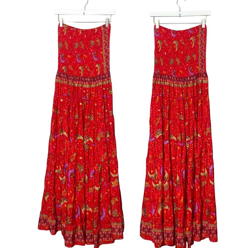 Vibrant Strapless Red Paisley Dress - Picture 12 of 12
